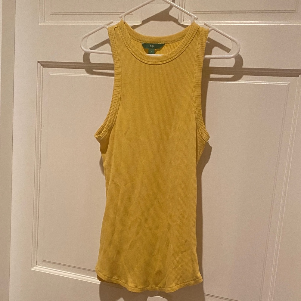 Yellow Sleeveless Ribbed Tank Top